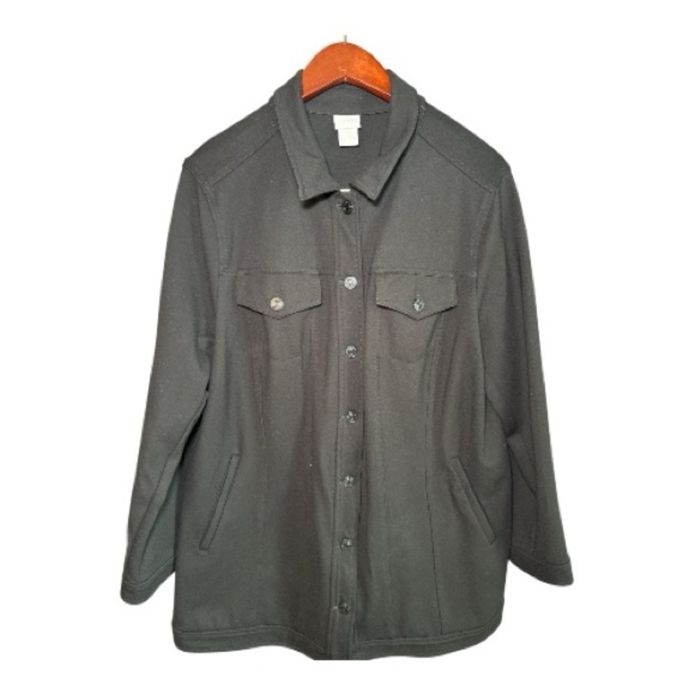 Chico's Women's Plus Size Button Front Ponte Jacket Size 3P (XL)